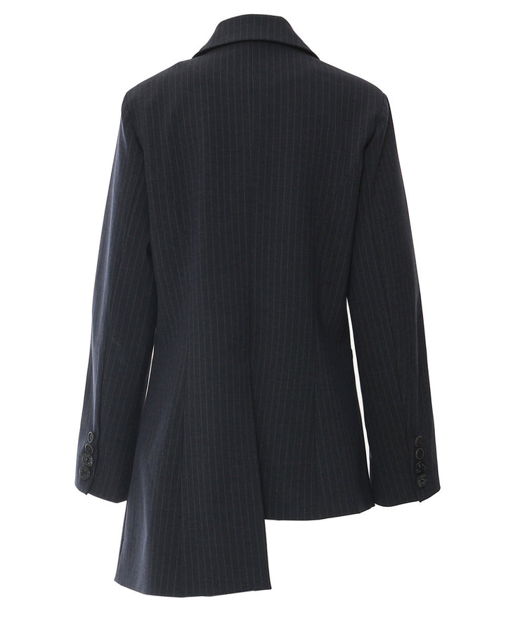 pinstripe blazer with asymmetric contrast panels – POLVA