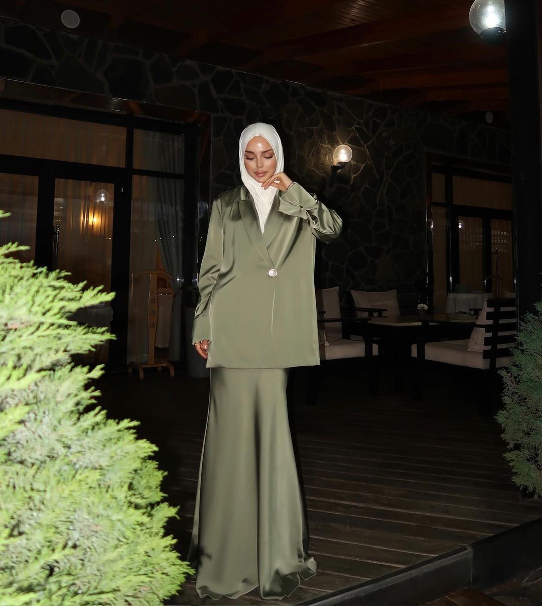 Satin Blazer & Wide-Leg Pants Set – OLIVEA