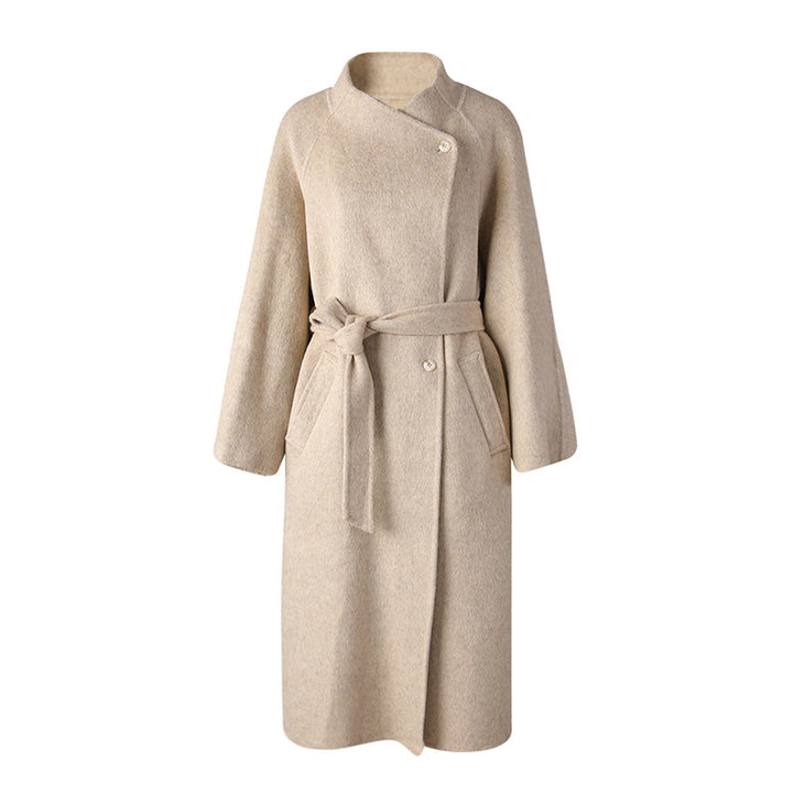 belted wool wrap coat with oversized silhouette – NELAVA