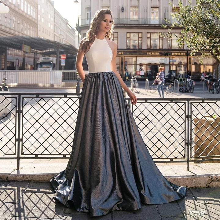 sleeveless ball gown with satin skirt - AURORIKA