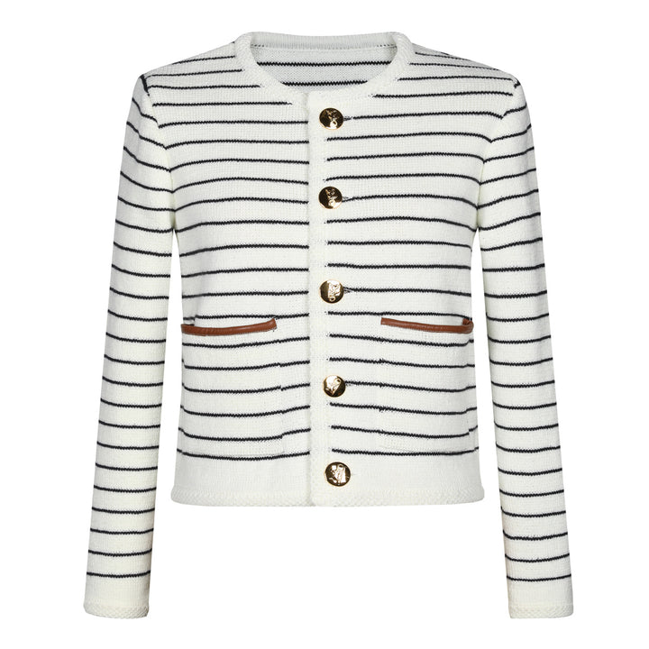 سترة محبوكة مخططة بأزرار ذهبية – ماريناكي