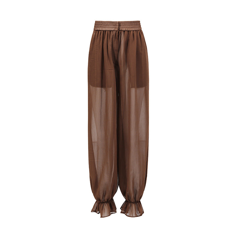 Geplooide top met uitlopende mouwen en maxi-rok set met tailleband – Rosiny 