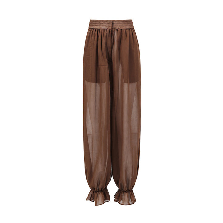 Geplooide top met uitlopende mouwen en maxi-rok set met tailleband – Rosiny 