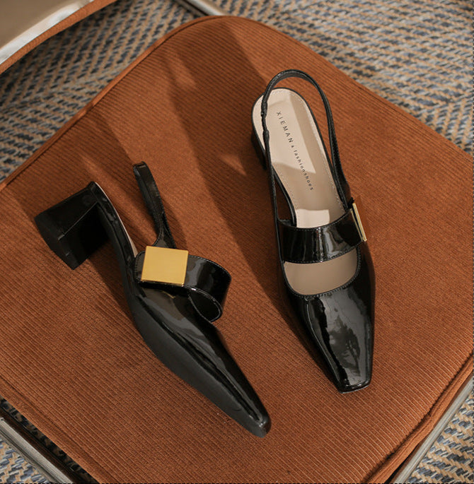 slingback block heels with metallic accent – DARIACTI