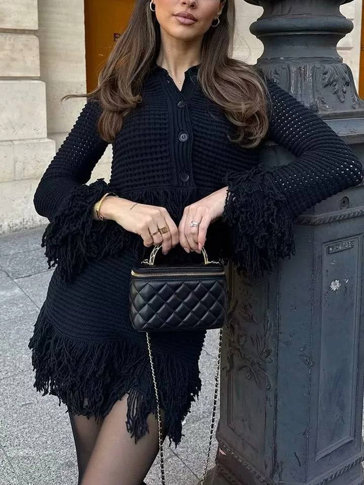 Haut à manches évasées plissées et ensemble jupe longue avec ceinture à la taille – Rosiny 