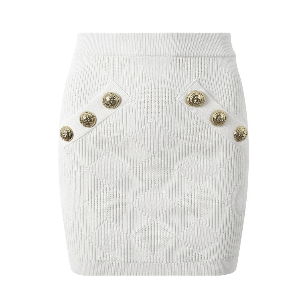 three-piece knit set with gold button detailing – ATHENAZI