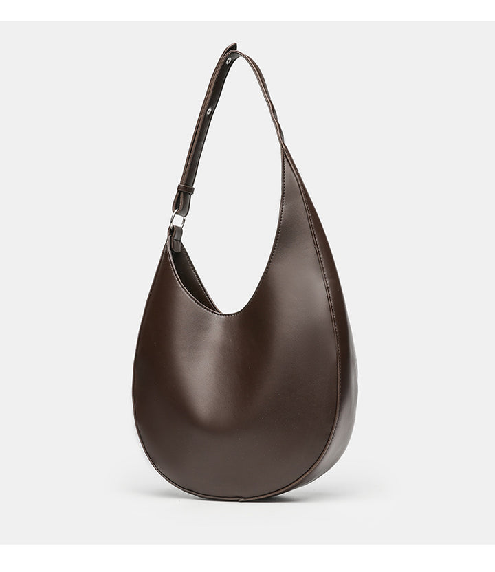 smooth leather crescent shoulder bag – LUNA