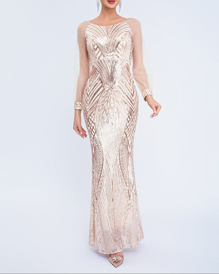 Geplooide top met uitlopende mouwen en maxi-rok set met tailleband – Rosiny 