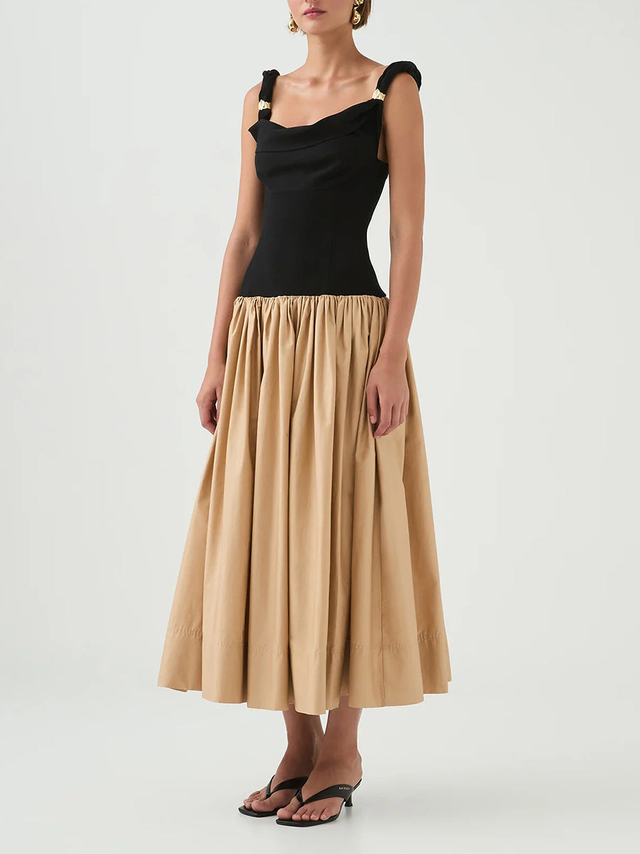 two-tone midi dress with gathered skirt – SIENZAL