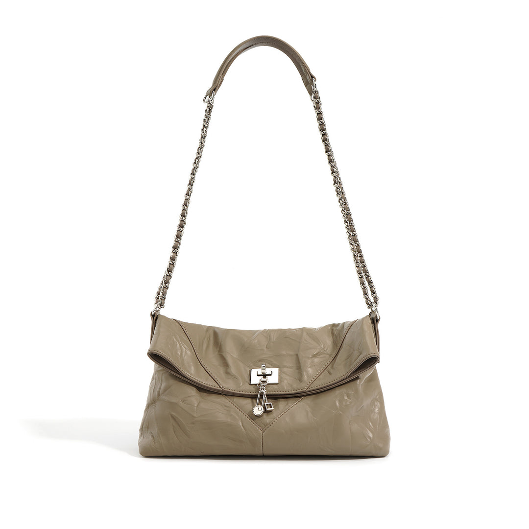 gathered shoulder bag with chain strap - NORA