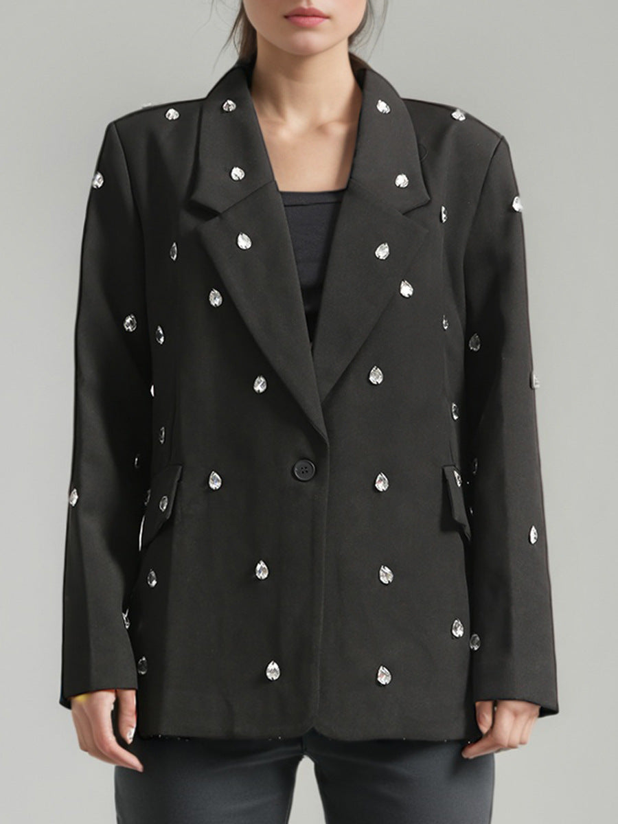 embellished tailored blazer with crystal drops – NOLIRU