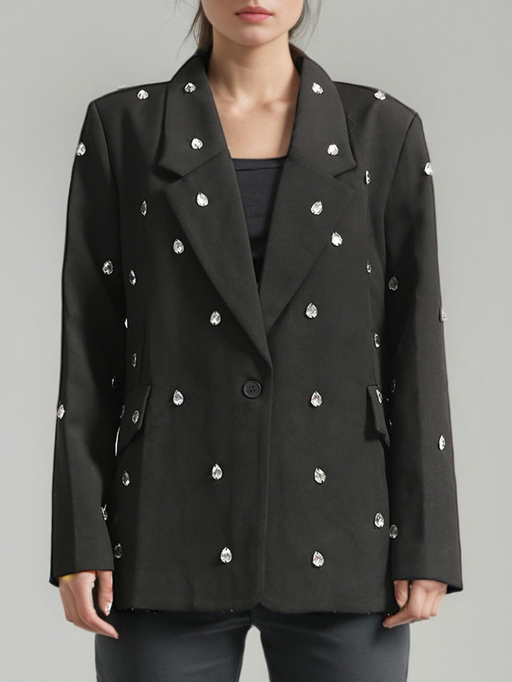 embellished tailored blazer with crystal drops – NOLIRU