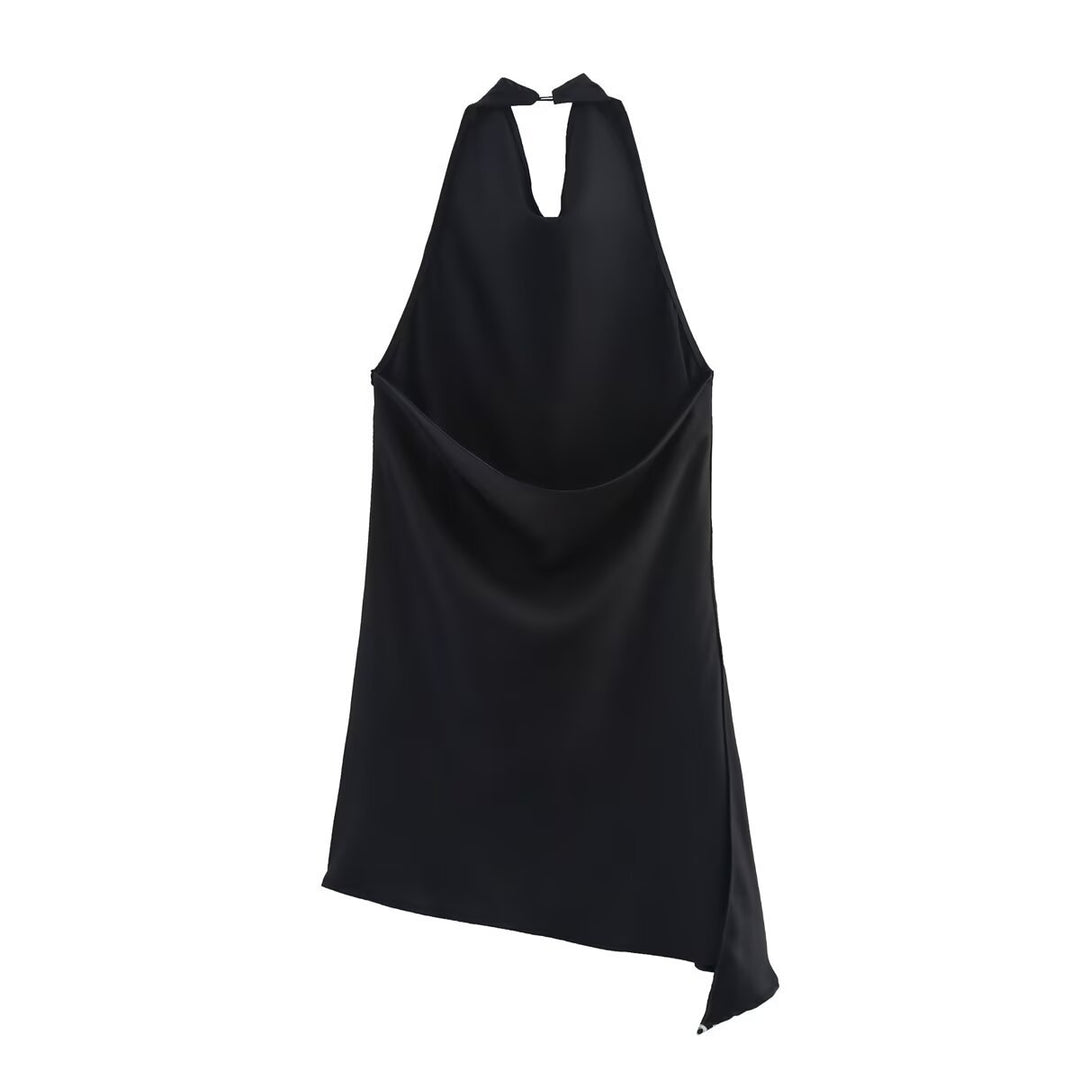 Halter Neck Draped Satin Top – IVORYA