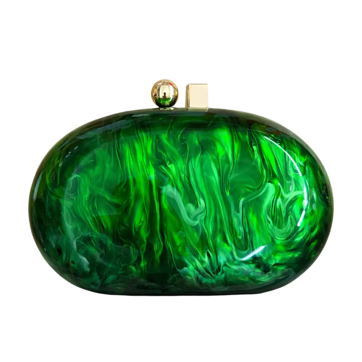 emerald marbled clutch with gold clasp – VERDÉA