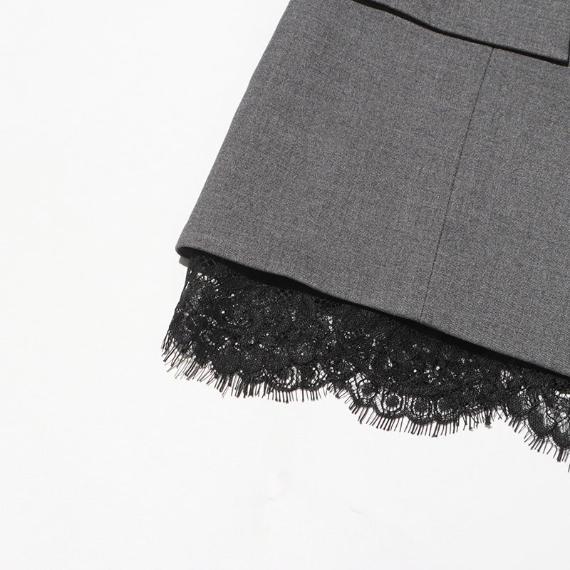 tailored blazer with black lace trim – CELINEWU