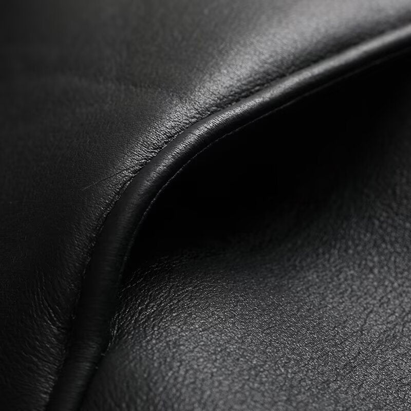 zip-front faux leather shearling jacket – ANOUR