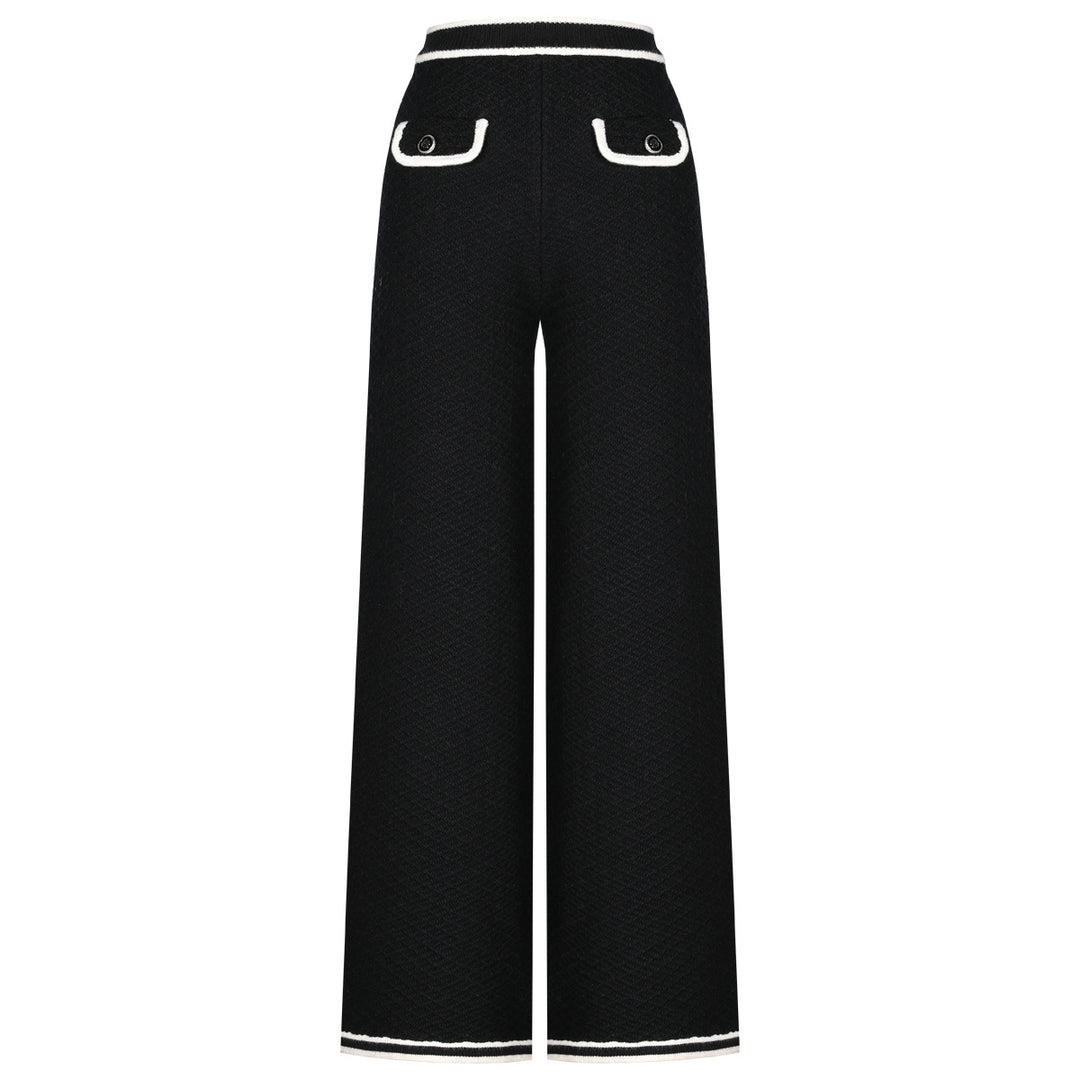 two-piece knit set with contrast trim and button details – CAMILLER