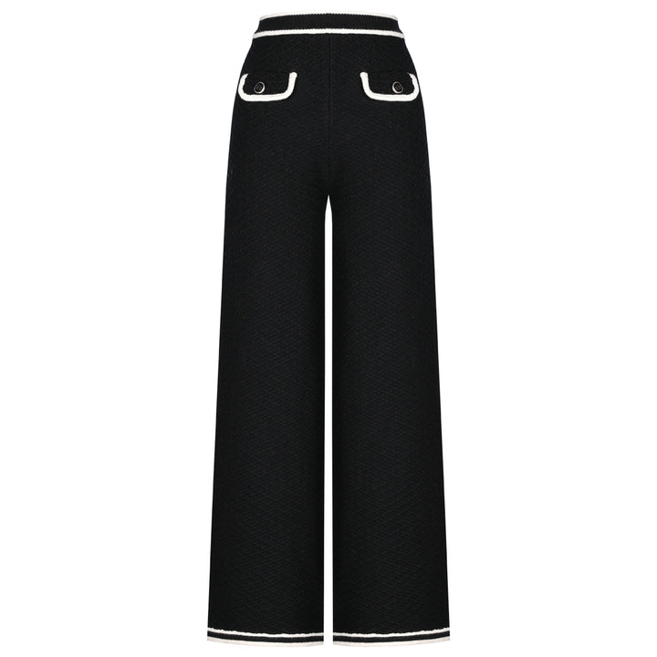 two-piece knit set with contrast trim and button details – CAMILLER