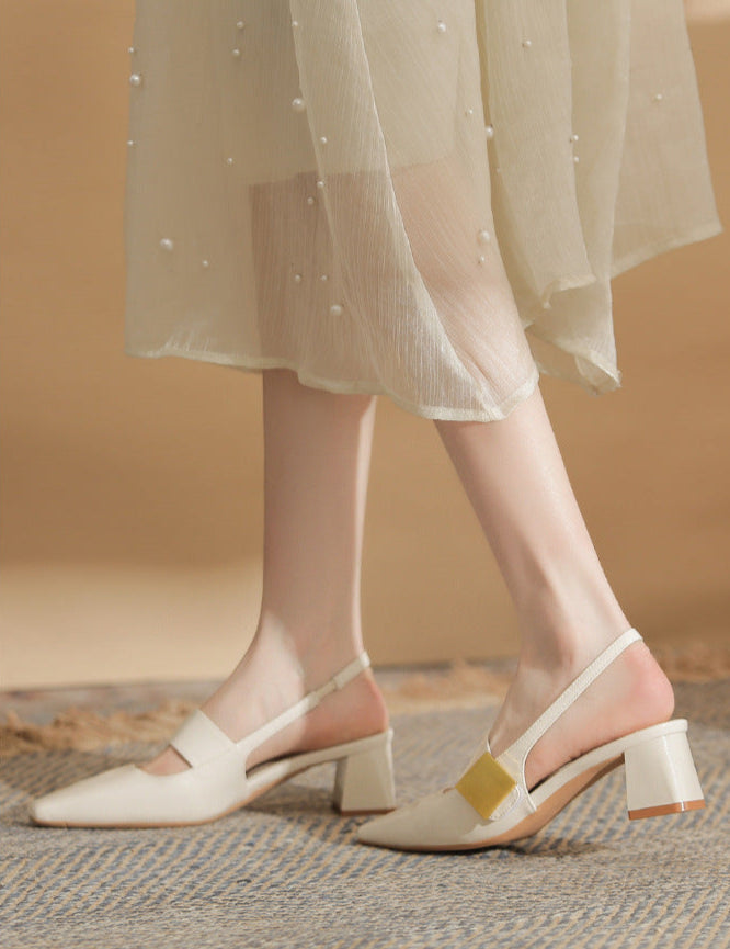 slingback block heels with metallic accent – DARIACTI