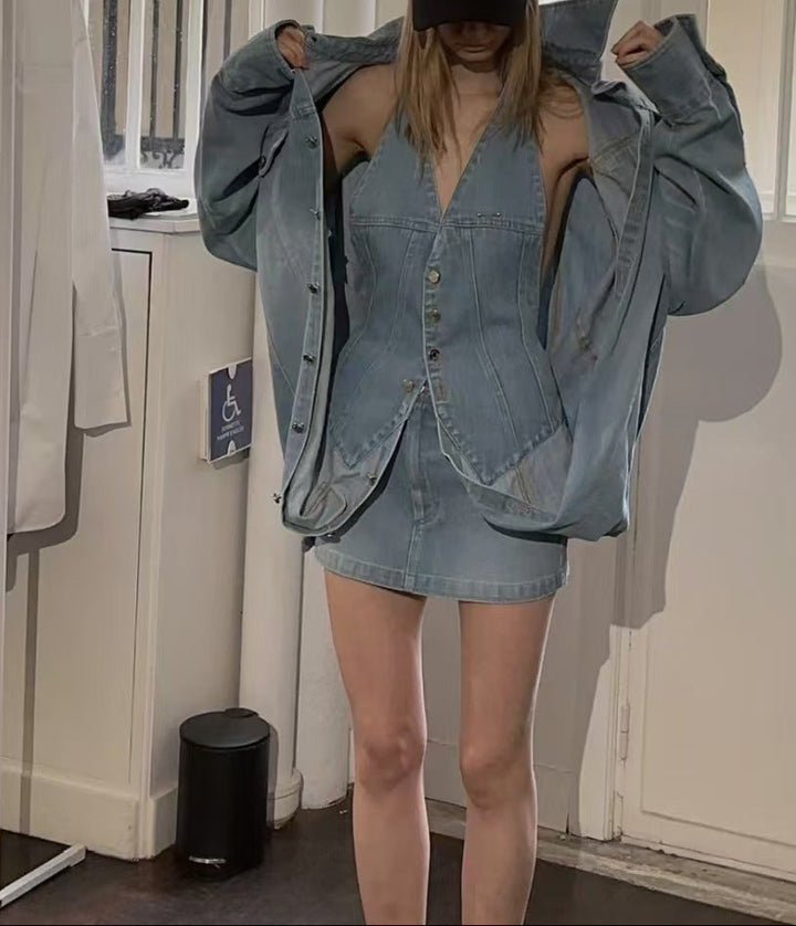 oversized denim shirt dress with button-down front – HARLOW