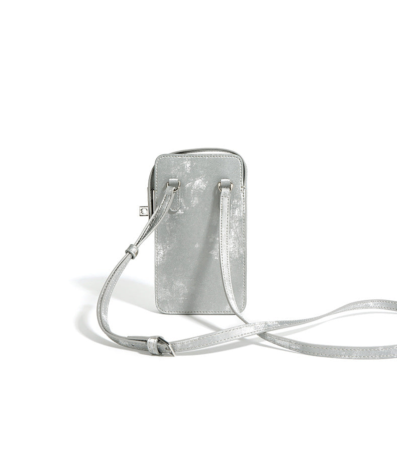 metallic crossbody phone bag with adjustable strap - AURAVKLI