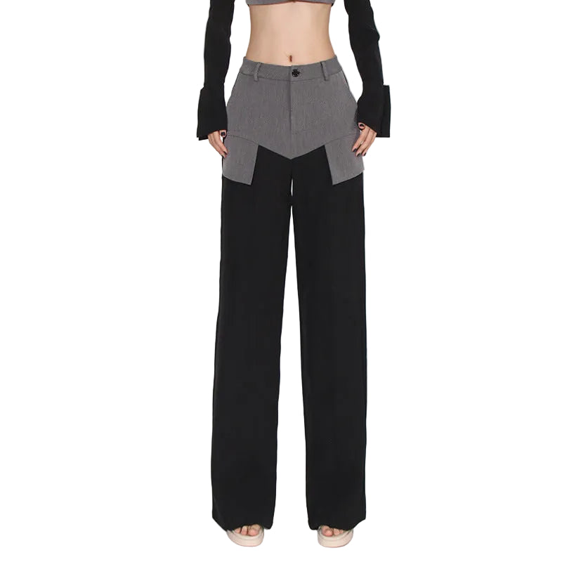 high-waist wide-leg trousers with contrast waist panel – NOVA