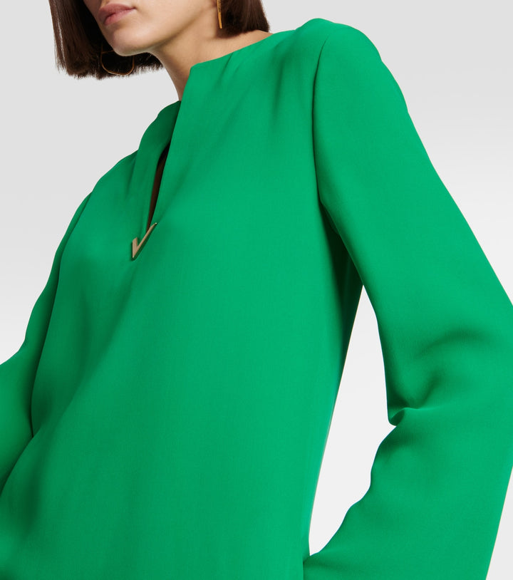 long sleeve column dress with v-slit neckline – ASHALEI