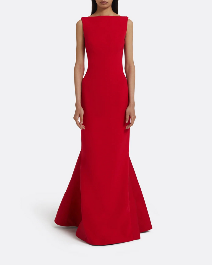 فستان حورية البحر بدون أكمام مع فتحة رقبة منحوتة على شكل قارب - لافينا