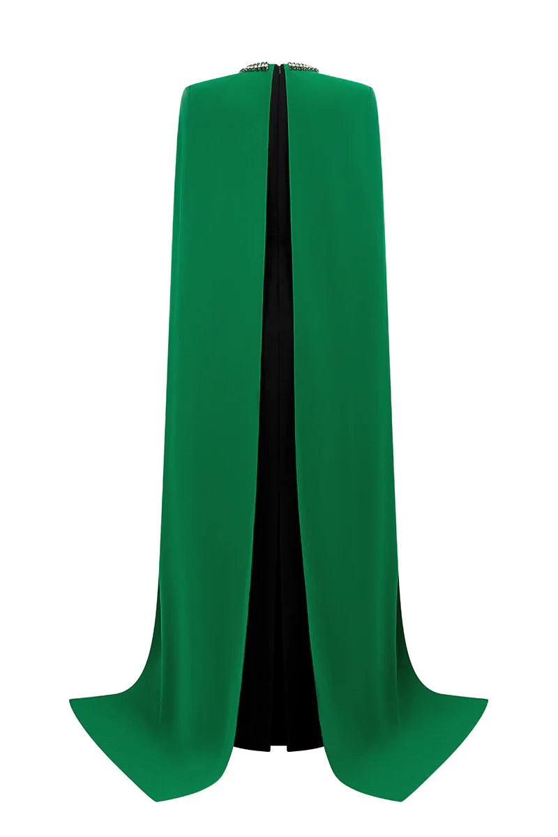 embellished cape gown with contrast drape – EVANGELINE