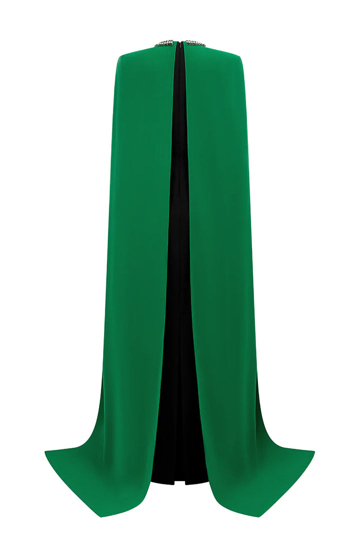 embellished cape gown with contrast drape – EVANGELINE