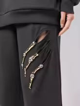 بنطلون مزخرف بفتحة وقصة ساق مستقيمة – العقيق