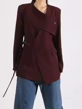 asymmetrical tailored blazer with buckle detail – LYRANRU