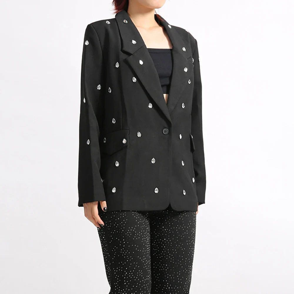 embellished tailored blazer with crystal drops – NOLIRU