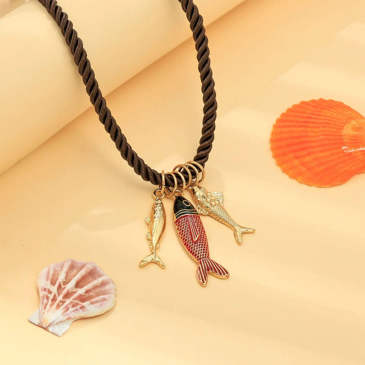 beaded lobster pendant necklace with pearl charm - CORAV