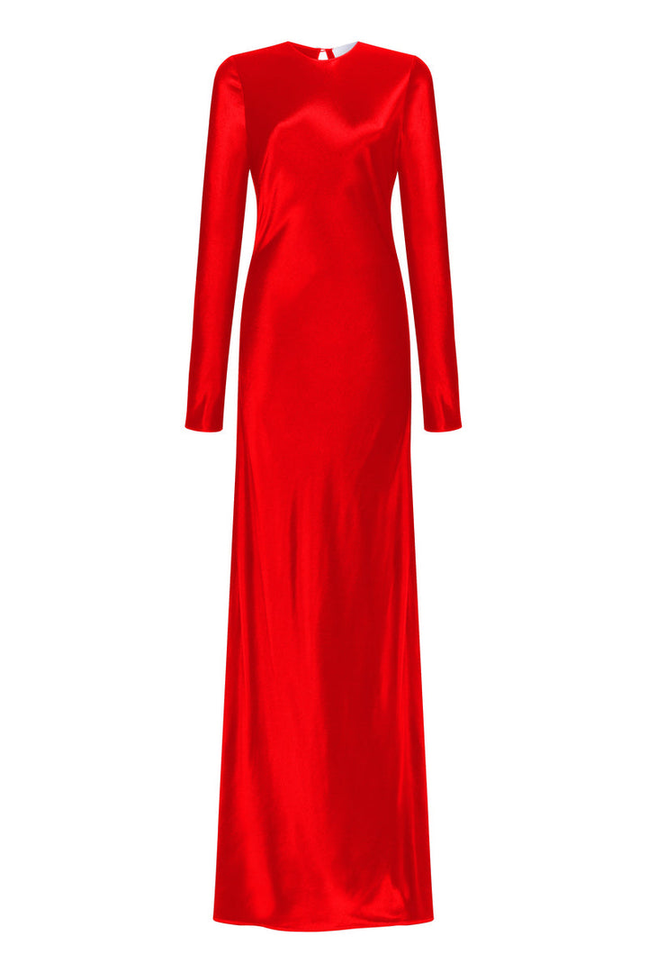 satin long-sleeve gown with fluid silhouette – IVORYE