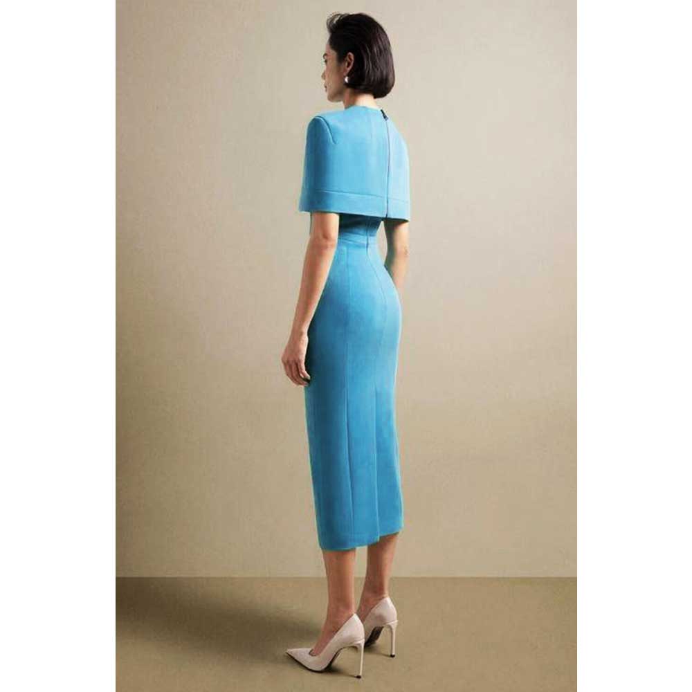 structured cape-sleeve midi dress – DEILIE