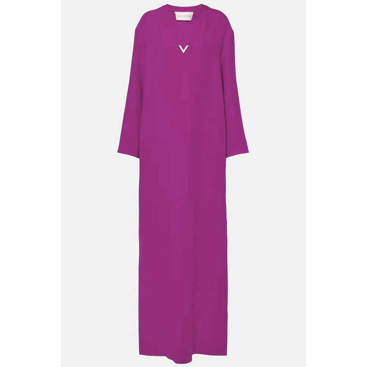 long sleeve column dress with v-slit neckline – ASHALEI