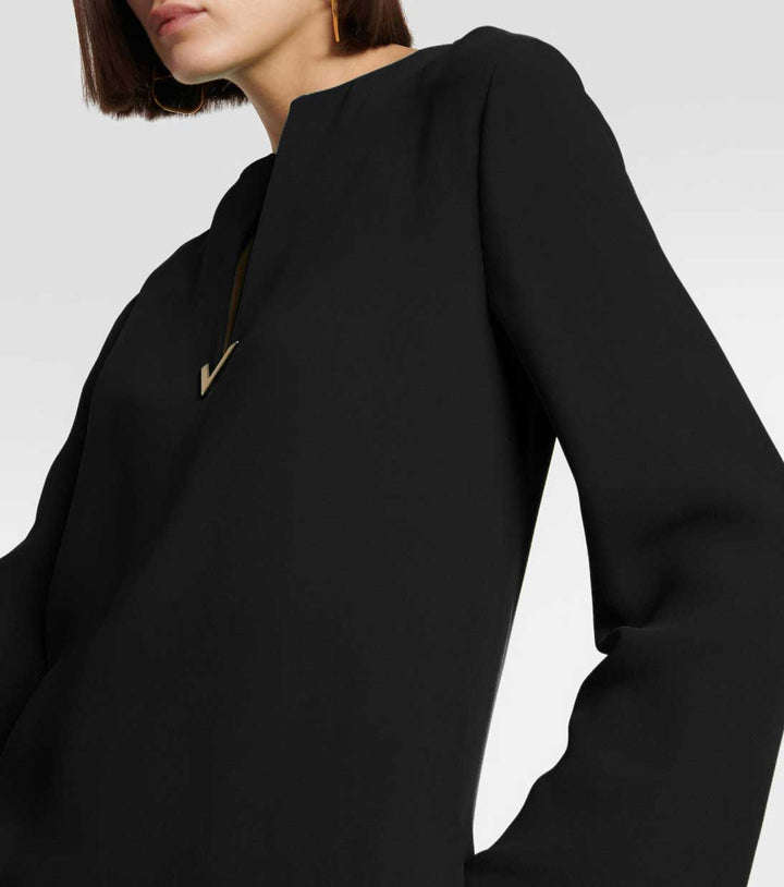 long sleeve column dress with v-slit neckline – ASHALEI