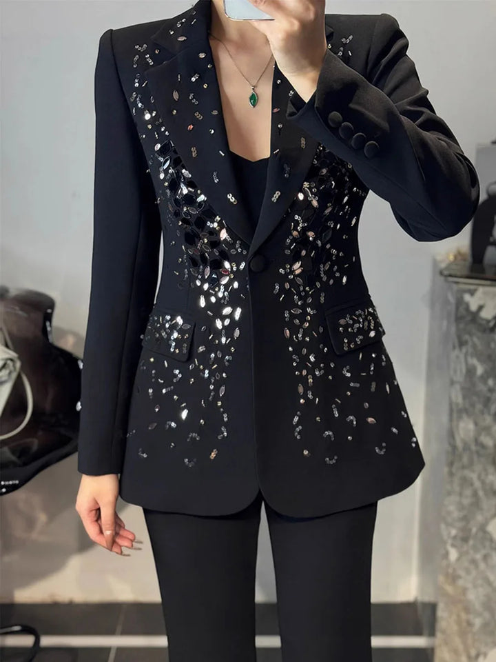 embellished tailored blazer with sequin details – ASTRID