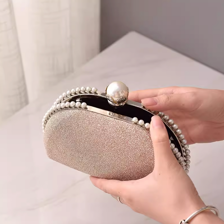 Pearl Clasp Rounded Party Bag