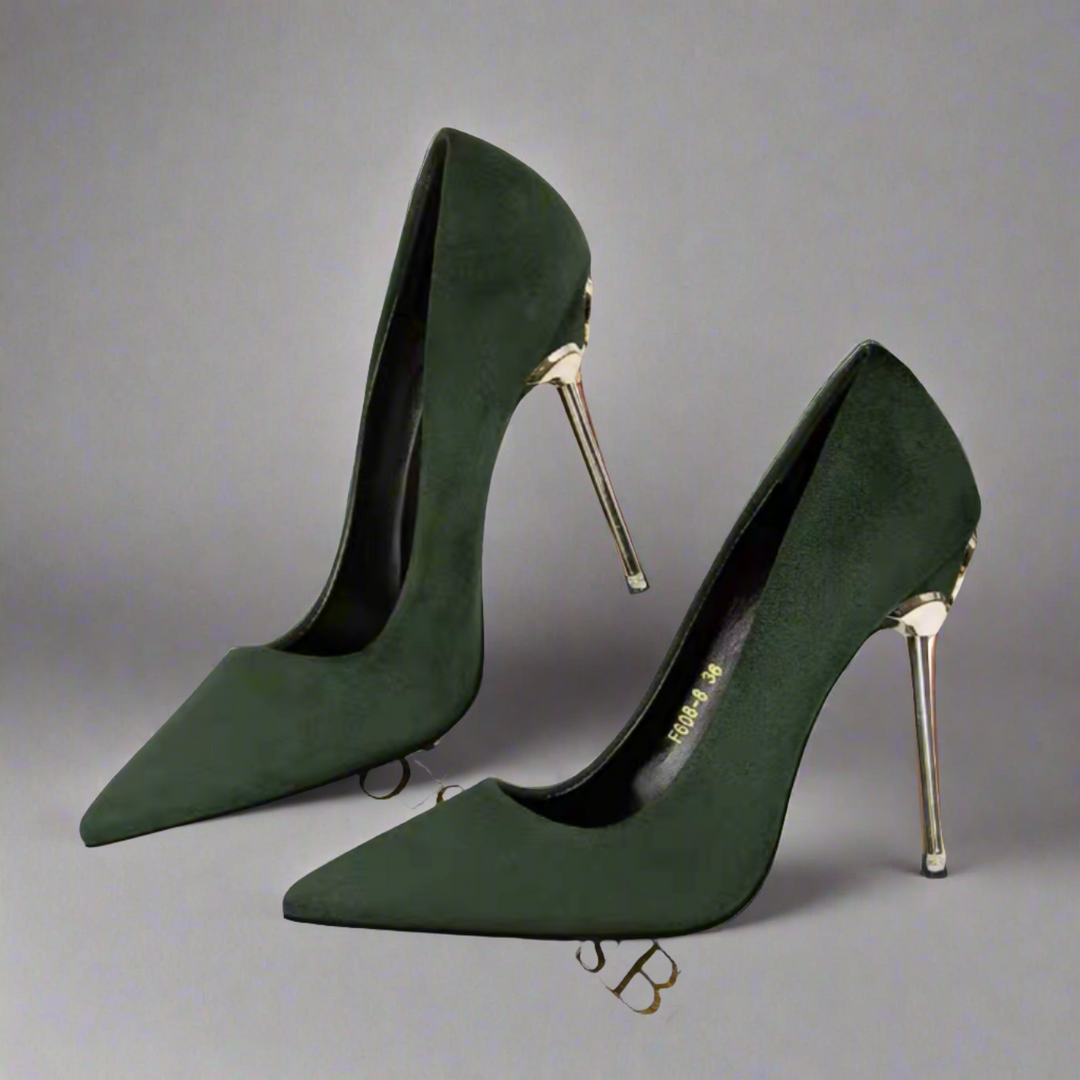 High-Heeled Stiletto Shoe with Metallic Heel