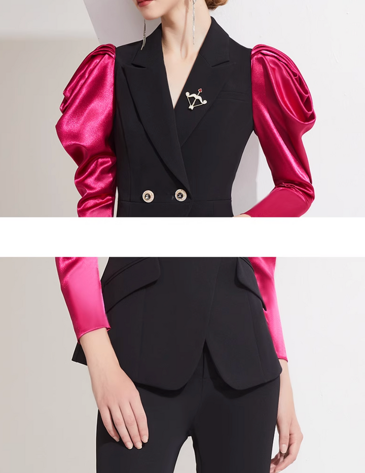 maßgeschneiderter Schlaganzug mit Satin-Puffärmeln – VALENCIA 