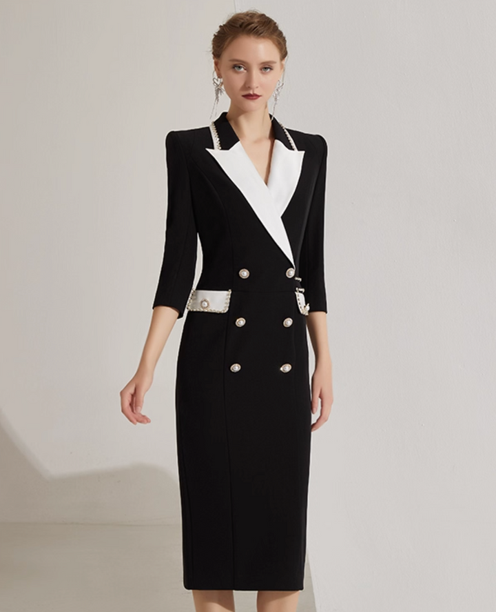 定制喇叭套装，配缎面泡泡袖 - VALENCIA 