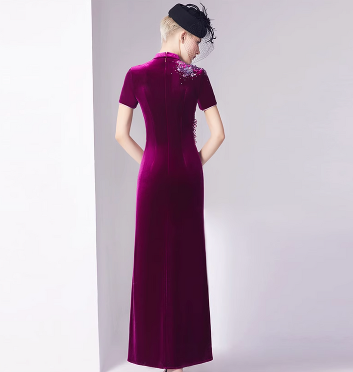 costume évasé sur mesure avec manches bouffantes en satin – VALENCIA 