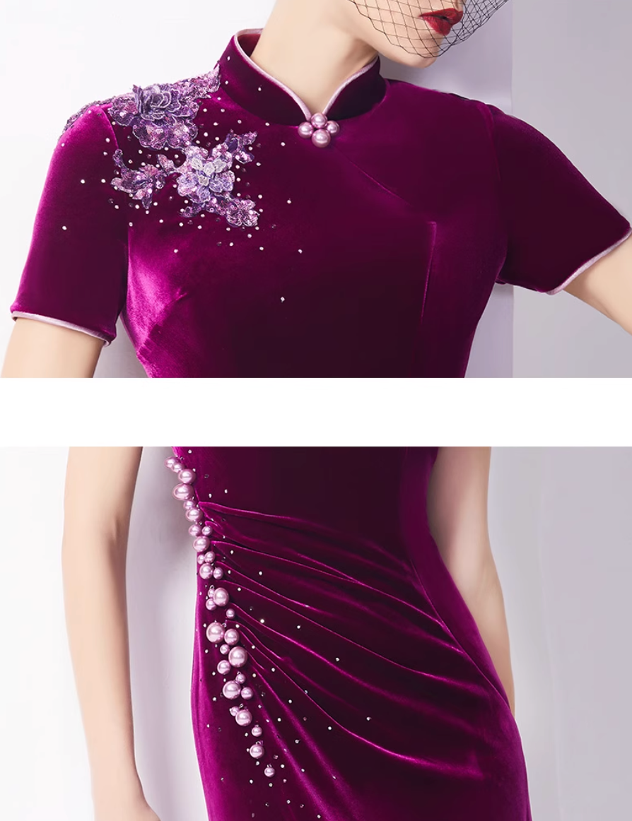 costume évasé sur mesure avec manches bouffantes en satin – VALENCIA 