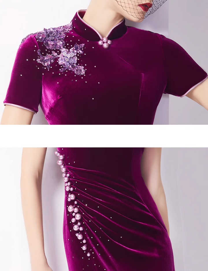 costume évasé sur mesure avec manches bouffantes en satin – VALENCIA 