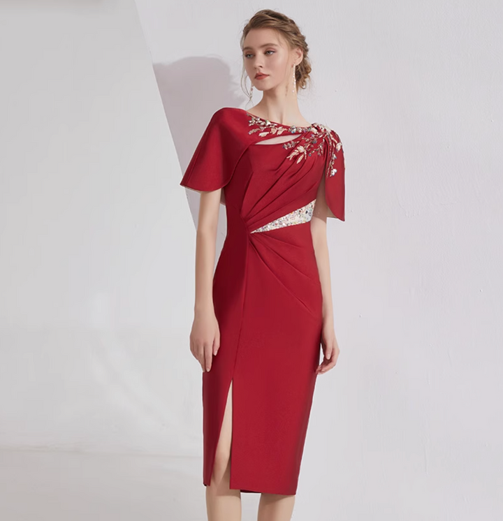 op maat gemaakte flare-pak met satijnen pofmouwen – VALENCIA 