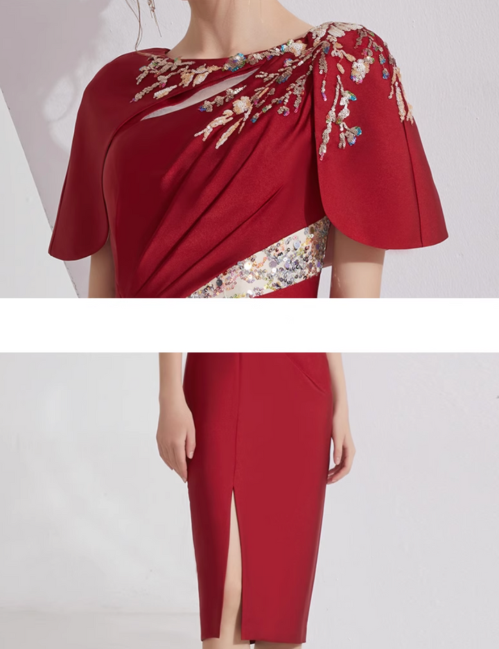 op maat gemaakte flare-pak met satijnen pofmouwen – VALENCIA 