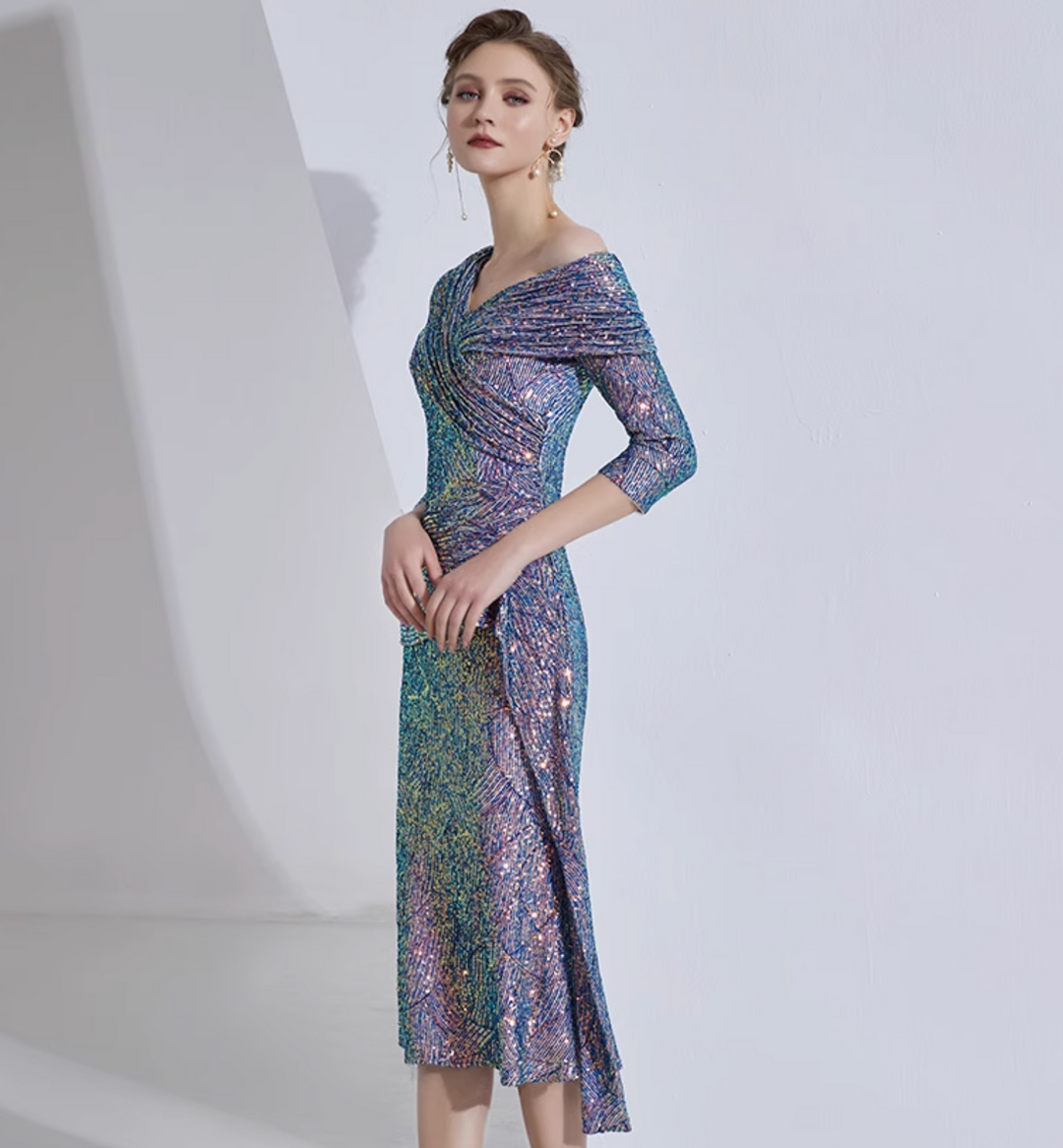 定制喇叭套装，配缎面泡泡袖 - VALENCIA 