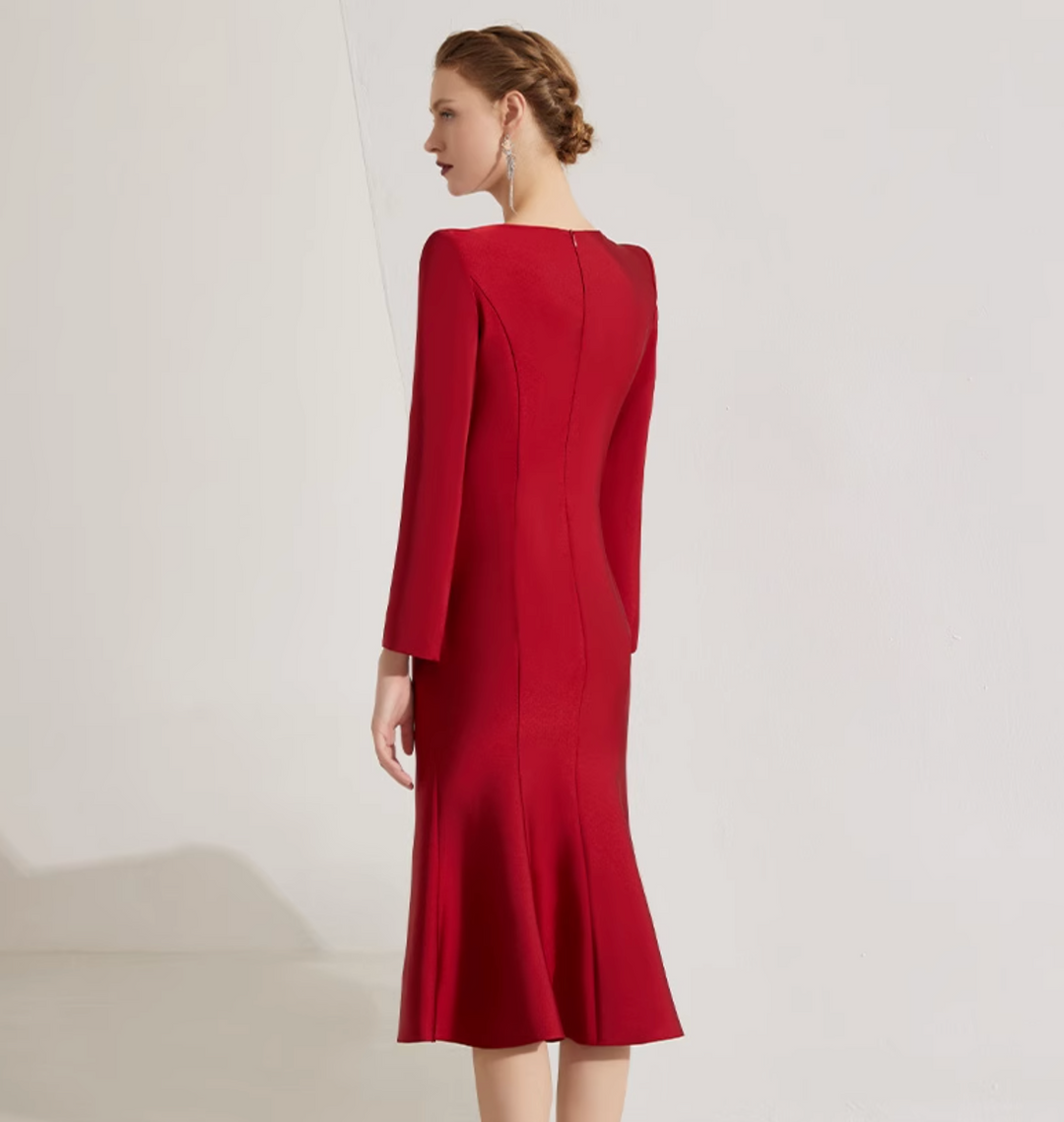 定制喇叭套装，配缎面泡泡袖 - VALENCIA 